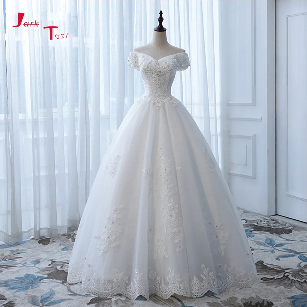 Jark Tozr Custom Made Short Sleeve Lace Appliques Beading Crystal Pearls Bridal Wedding Dresses None Train 2019 Vestido De Festa
Jark Tozr Custom Made Short Sleeve Lace Appliques Beading Crystal Pearls Bridal Wedding Dresses None Train 2019 Vestido De Festa