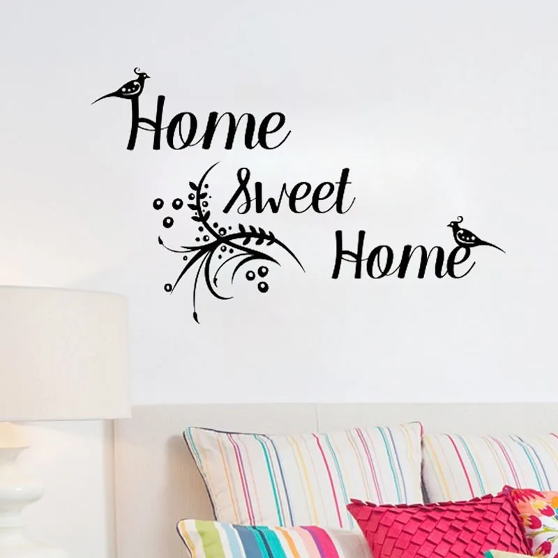 

ZOOYOO Home Sweet Home Words Wall Sticker Bird Vinyl Decal Flower Removable Art Murals Living Room Bedroom Decoration