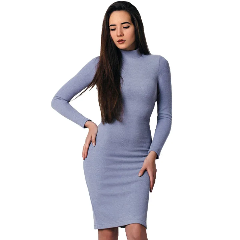 New Women's Autumn and Winter Bodycon Pencil Dress Long Sleeve Turtleneck Blue Knitted Dress 2018 Fitness Noodles Dresses Jurk
New Women's Autumn and Winter Bodycon Pencil Dress Long Sleeve Turtleneck Blue Knitted Dress 2018 Fitness Noodles Dresses Jurk