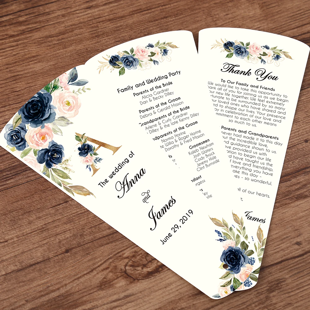 Wedding Program Petal Fans Assembled Single page printing,set of 50 blue Customized printed three pages
Wedding Program Petal Fans Assembled Single page printing,set of 50 blue Customized printed three pages