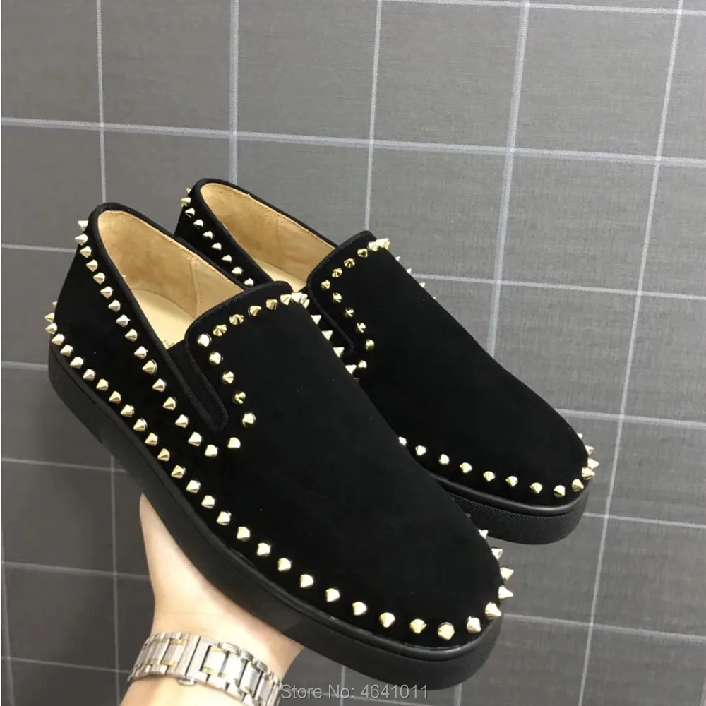 Low Cut Leisure cl andgz slip On Full Black leather Circle Gold Rivets Red bottom For Men Shoes Sneakers casual Flat Loafers
Low Cut Leisure cl andgz slip On Full Black leather Circle Gold Rivets Red bottom For Men Shoes Sneakers casual Flat Loafers