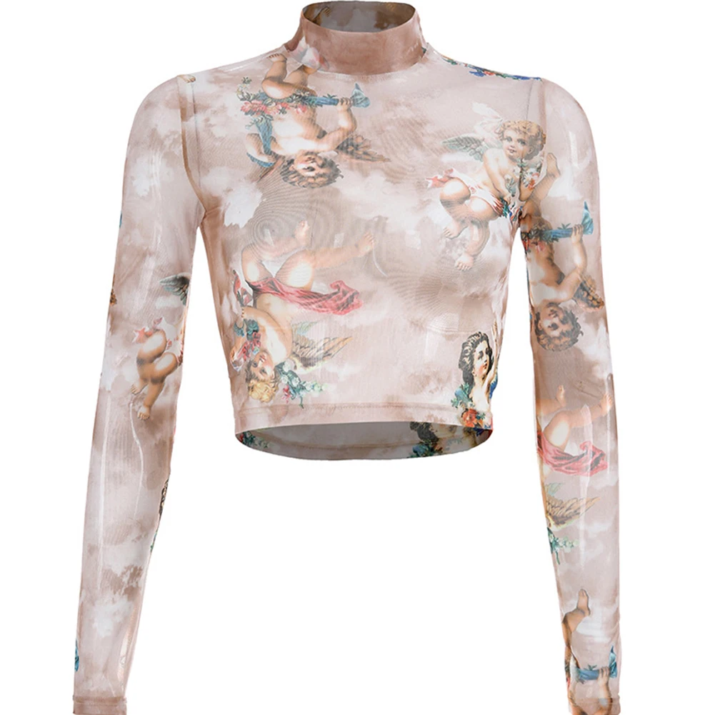 Mesh Summer Long Sleeve Women T-shirt Holiday Ladies Crop Top Sexy Soft Pullover Fashion Slim Fit See Through Cherub Printed
Mesh Summer Long Sleeve Women T-shirt Holiday Ladies Crop Top Sexy Soft Pullover Fashion Slim Fit See Through Cherub Printed