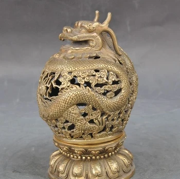 7"Chinese Pure Brass fengshui Dragon Lucky Statue Openwork Incense burner Censer
7"Chinese Pure Brass fengshui Dragon Lucky Statue Openwork Incense burner Censer