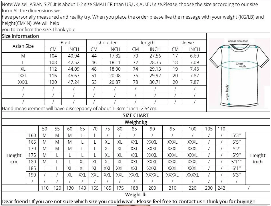 T Shirt Size Chart Mens