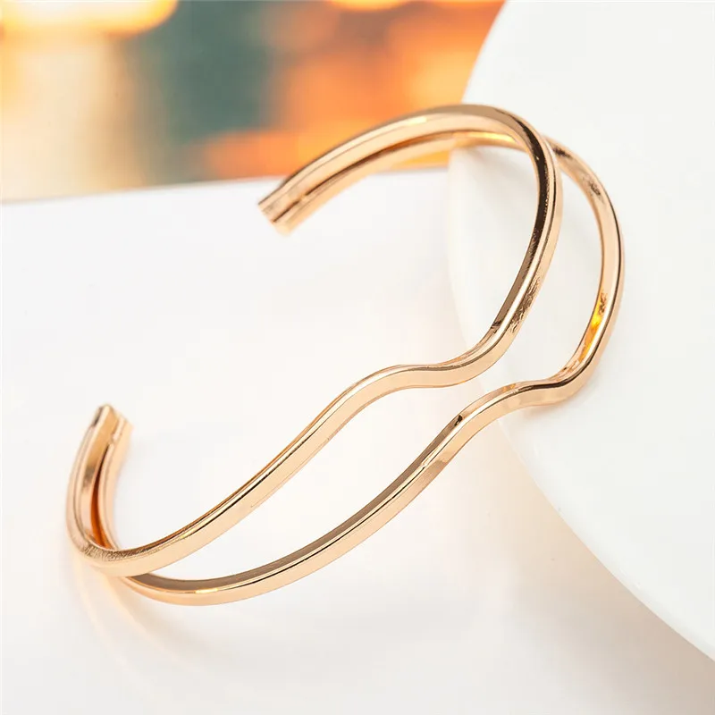 H:HYDE Hot Smooth Opening Charm Elegant Bangles Simple Stainless Steel Double layer Wave stereo Cuff bracelet individual jewelry
H:HYDE Hot Smooth Opening Charm Elegant Bangles Simple Stainless Steel Double layer Wave stereo Cuff bracelet individual jewelry