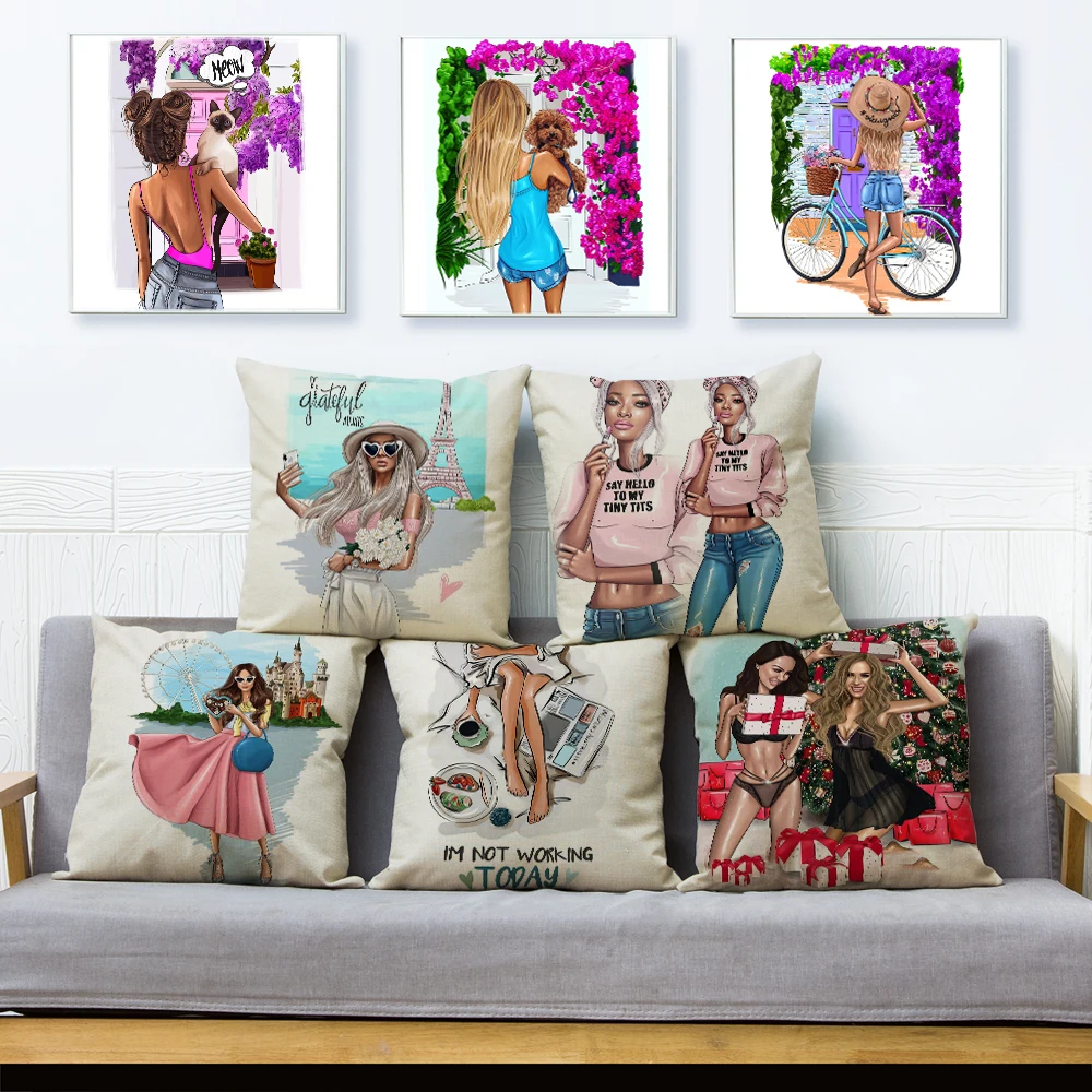 Sexy Girl Fashion Cute Cartoon Lady Cushion Cover Line Pillowcase Decor Print for Sofa Home Car Pillow Case Pillows Covers
Sexy Girl Fashion Cute Cartoon Lady Cushion Cover Line Pillowcase Decor Print for Sofa Home Car Pillow Case Pillows Covers