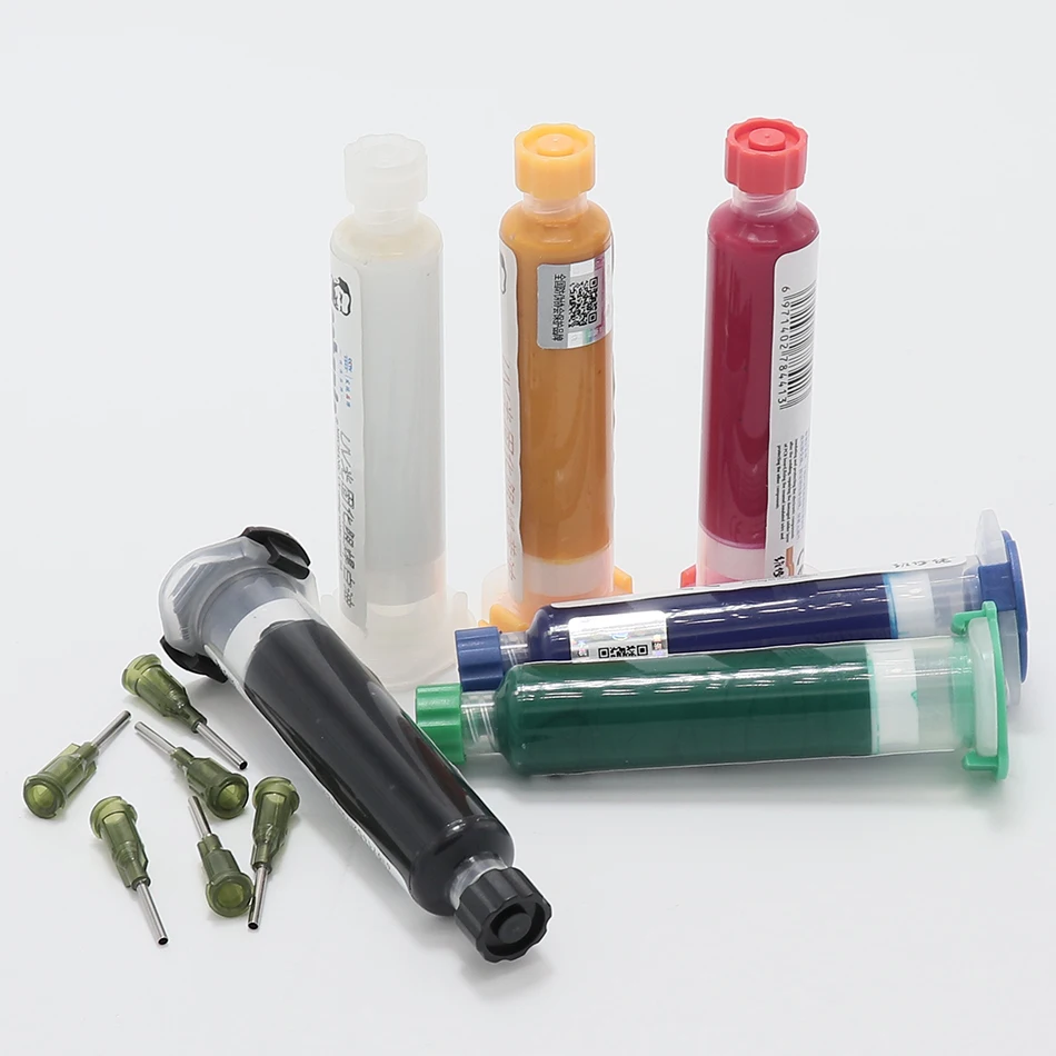 6PCS 6-color UV-curing solder mask + 5 pins + UV lamp film 10CC for PCB circuit board protection solder paste flux oil
6PCS 6-color UV-curing solder mask + 5 pins + UV lamp film 10CC for PCB circuit board protection solder paste flux oil