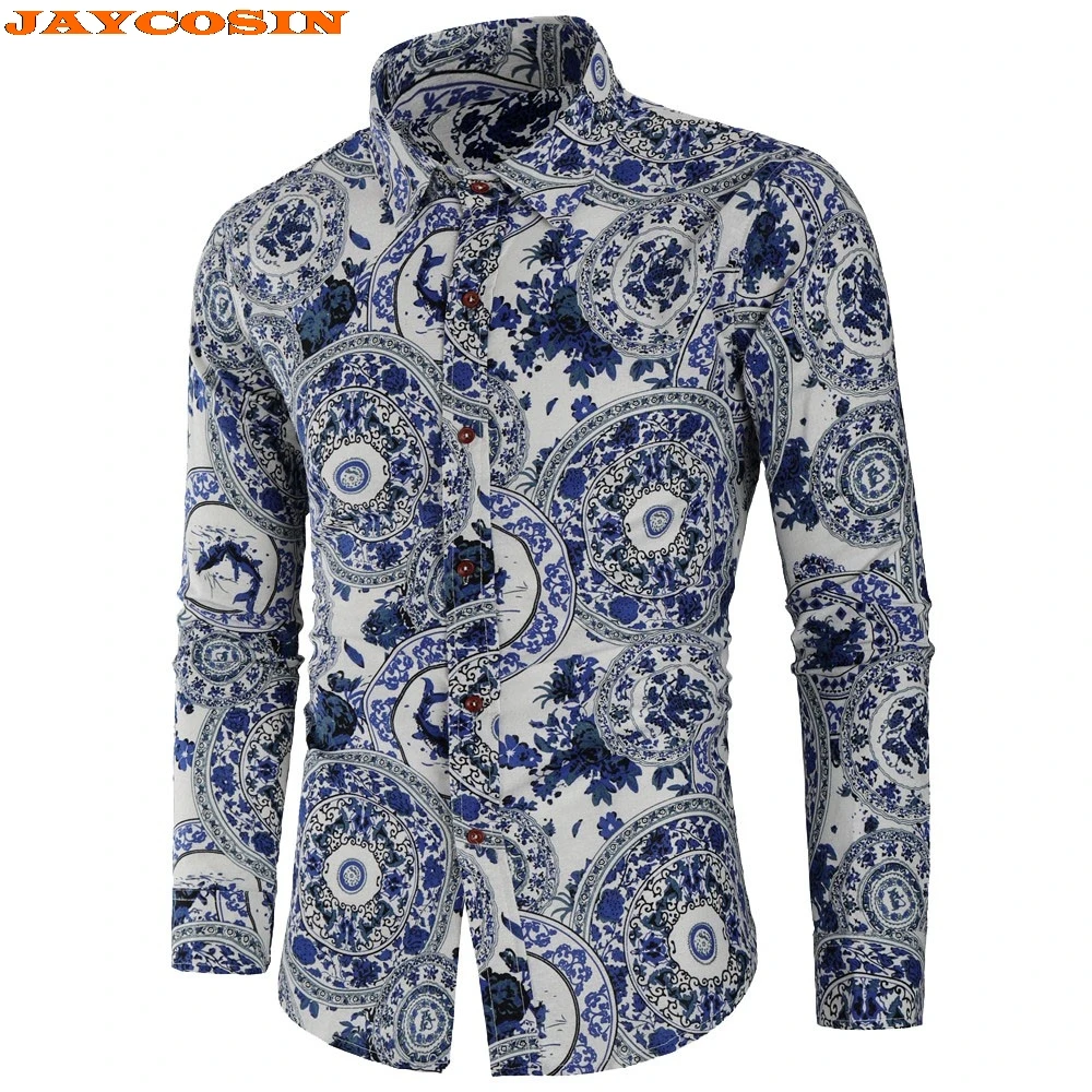 JAYCOSIN 2019 Spring Men Cotton Blend Casual Shirts Fashion Long Sleeve Button-Up Blue And White Porcelain Printed Men Shirt
JAYCOSIN 2019 Spring Men Cotton Blend Casual Shirts Fashion Long Sleeve Button-Up Blue And White Porcelain Printed Men Shirt