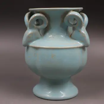 Ru kiln celestial glaze carving three sheep vase as an antique collection and ornament imitating ancient porcelain unearthed
Ru kiln celestial glaze carving three sheep vase as an antique collection and ornament imitating ancient porcelain unearthed