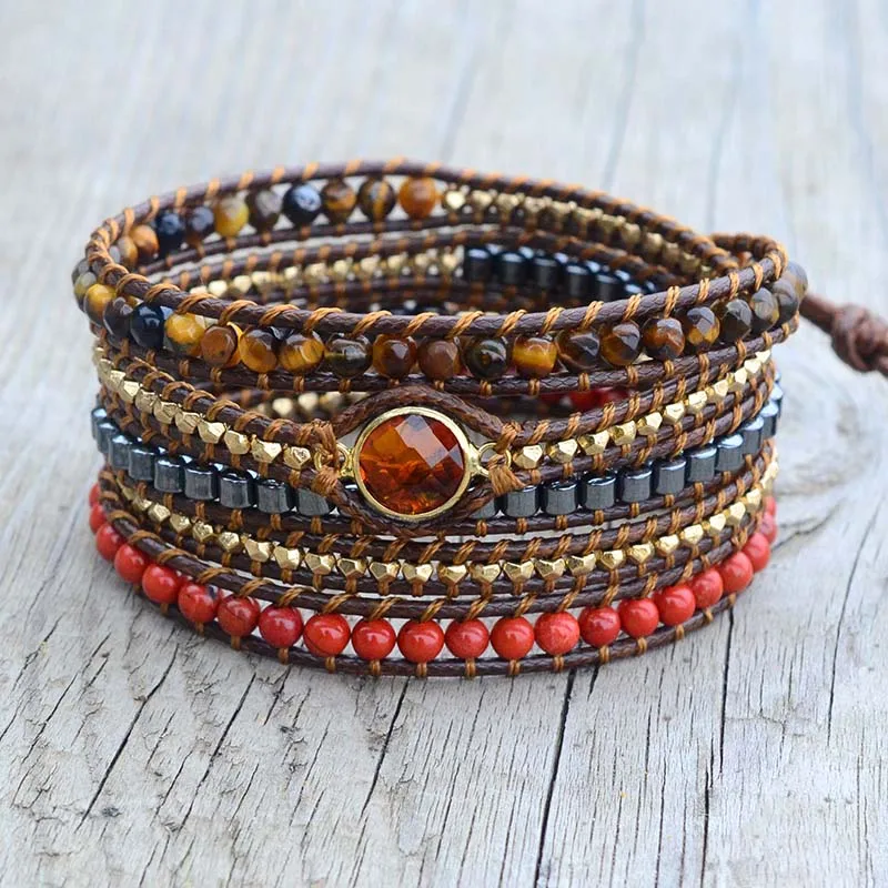 BOHO Handmade Vintage Vegan Bracelet Natural Stone 5 Strand Multilayer Wrap Bracelet
BOHO Handmade Vintage Vegan Bracelet Natural Stone 5 Strand Multilayer Wrap Bracelet