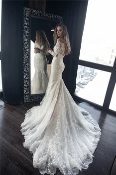 Charming Off the Shoulder Long Sleeve Wedding Dress 2019 Lace Applique Sheer Back Chapel Long Wedding Bridal Dresses For Bride
Charming Off the Shoulder Long Sleeve Wedding Dress 2019 Lace Applique Sheer Back Chapel Long Wedding Bridal Dresses For Bride