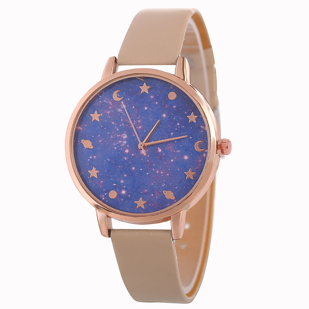 Cute Moon Stars Design Analog Quartz Watch Women Dress Watches Unique Romantic Starry Sky Dial Casual Fashion Women Wrist Watch
Cute Moon Stars Design Analog Quartz Watch Women Dress Watches Unique Romantic Starry Sky Dial Casual Fashion Women Wrist Watch