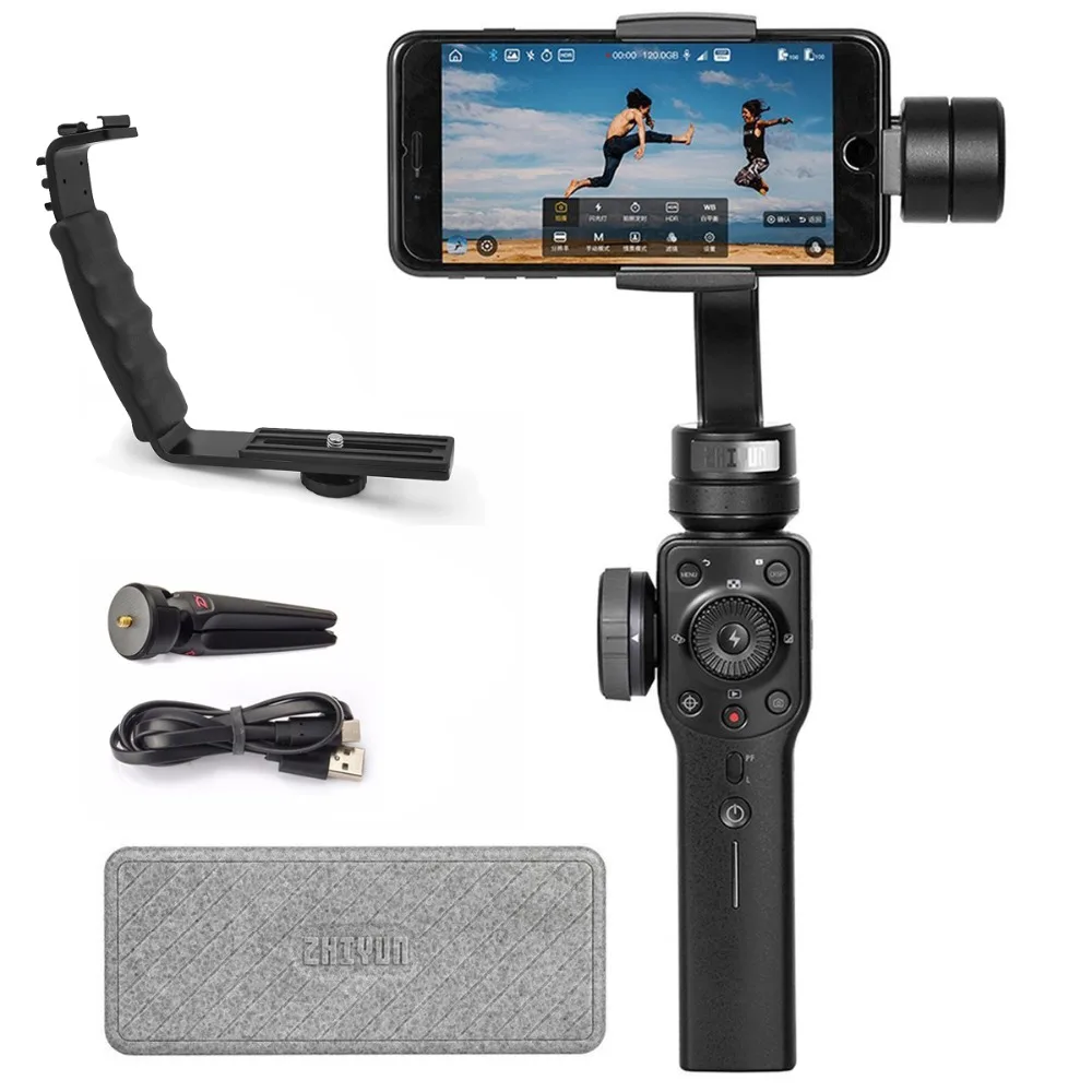 3 осевой стабилизатор Zhiyun Smooth 4 для смартфона до 210g Focus/Zoom Wheel Двусторонняя