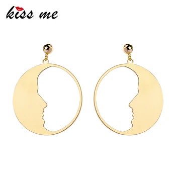 KISS ME Gold Silver Color Copper Face Round Earrings Unique Fashion Big Drop Earrings Women Accessories
KISS ME Gold Silver Color Copper Face Round Earrings Unique Fashion Big Drop Earrings Women Accessories