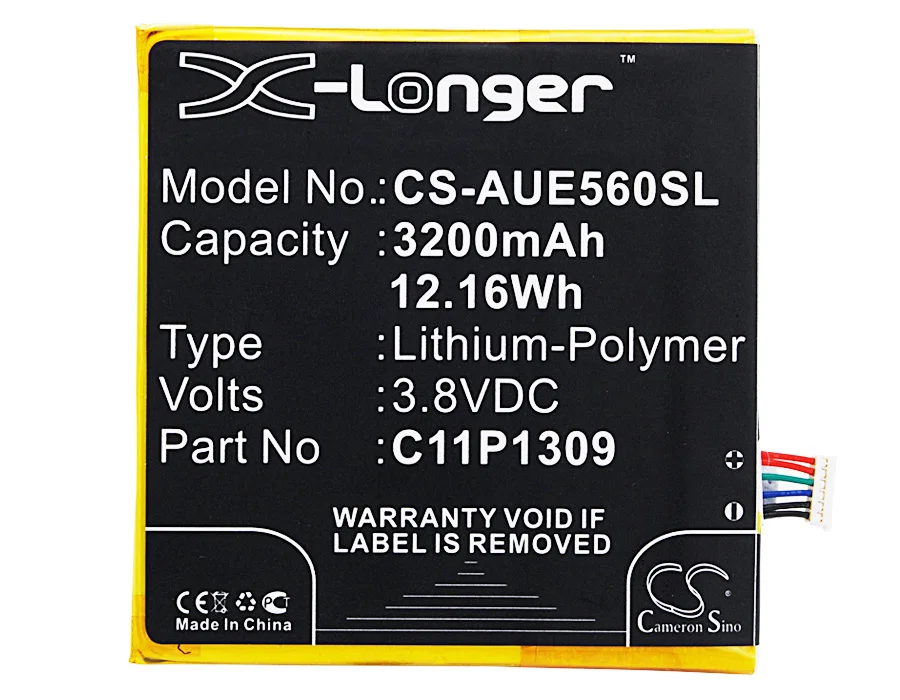 Cameron Sino High Quality 3200mAh Battery C11P1309 for Asus Fonepad Note 6, Fonepad Note FHD6, K00G, ME560CG,
Cameron Sino High Quality 3200mAh Battery C11P1309 for Asus Fonepad Note 6, Fonepad Note FHD6, K00G, ME560CG,