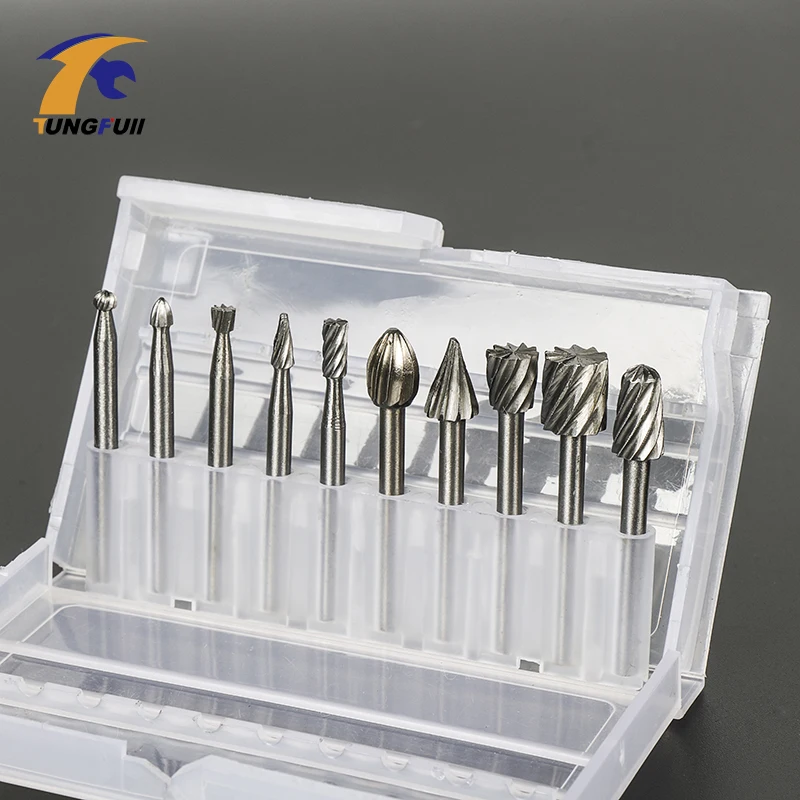 Tungfull HSS Rotary Burr Mill Cutter Routing Router Bit 10PC Mini Drill Rotary Tool Accessories Woodworking Metalworking
Tungfull HSS Rotary Burr Mill Cutter Routing Router Bit 10PC Mini Drill Rotary Tool Accessories Woodworking Metalworking
