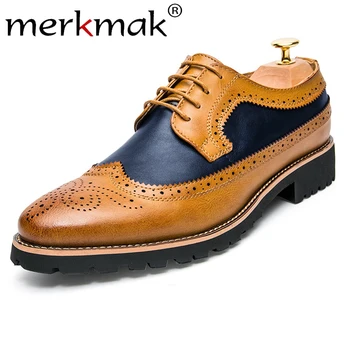 Merkmak Spring Brogue Men's Leather Shoes Casual Lace Up Oxfords Man Dress Shoes Soft Breathable Office Business Shoes For Male
Merkmak Spring Brogue Men's Leather Shoes Casual Lace Up Oxfords Man Dress Shoes Soft Breathable Office Business Shoes For Male