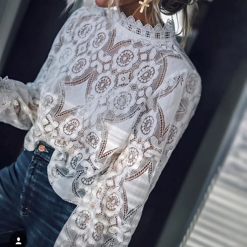 White / Black Womens Lace Blouse Tops 2019 New Brand Lace Hollow Out Transparent Shirts Blouses Blusas Femme
White / Black Womens Lace Blouse Tops 2019 New Brand Lace Hollow Out Transparent Shirts Blouses Blusas Femme