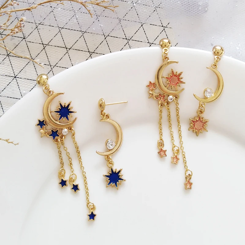 Korean Style Temperament Fashion Dream Starry Sky Tassel Asymmetric Dangle Earrings Cute Girl Stars Moon Long Ear Clip Female
Korean Style Temperament Fashion Dream Starry Sky Tassel Asymmetric Dangle Earrings Cute Girl Stars Moon Long Ear Clip Female