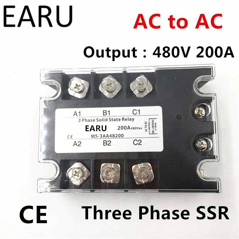 TSR-200AA SSR-200AA Three Phase Solid State Relay AC90-280V Input Control AC 30~480V Output Load 200A 3 Phase SSR Power AA48200
TSR-200AA SSR-200AA Three Phase Solid State Relay AC90-280V Input Control AC 30~480V Output Load 200A 3 Phase SSR Power AA48200