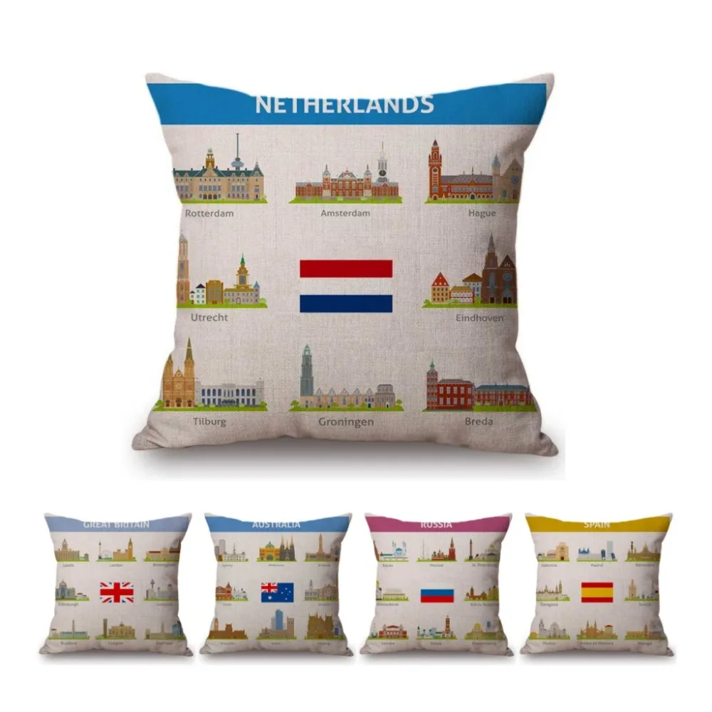 Nordic Home Decoration Art Pillow Cover Russia Germany France Czech Countries Building Graphics Design Linen Sofa Cushion Cover
Nordic Home Decoration Art Pillow Cover Russia Germany France Czech Countries Building Graphics Design Linen Sofa Cushion Cover