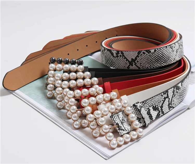 Pearl Square Buckle Pant Jean Women Belts PU Waist Bands Snake Pattern Leather Ladies Shirt Dress Belts Strap Corset 2019
Pearl Square Buckle Pant Jean Women Belts PU Waist Bands Snake Pattern Leather Ladies Shirt Dress Belts Strap Corset 2019