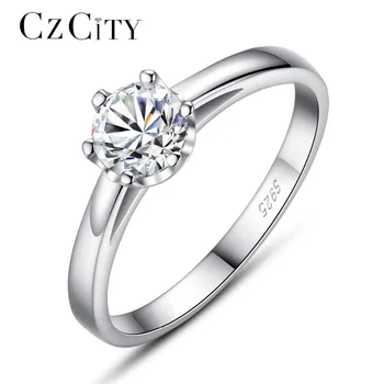 CZCITY Classic 925 Sterling Silver Six Claw 8mm Zircon Wedding Ring for Women Love Promise Ring Fine Jewelry Couple Aneis Bijoux
CZCITY Classic 925 Sterling Silver Six Claw 8mm Zircon Wedding Ring for Women Love Promise Ring Fine Jewelry Couple Aneis Bijoux