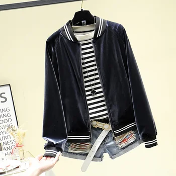 New Spring Autumn Stand Collar Women Outwear Loose Long Sleeve Baseball Jackets Large Size Zipper Velvet Jackets Coat
New Spring Autumn Stand Collar Women Outwear Loose Long Sleeve Baseball Jackets Large Size Zipper Velvet Jackets Coat