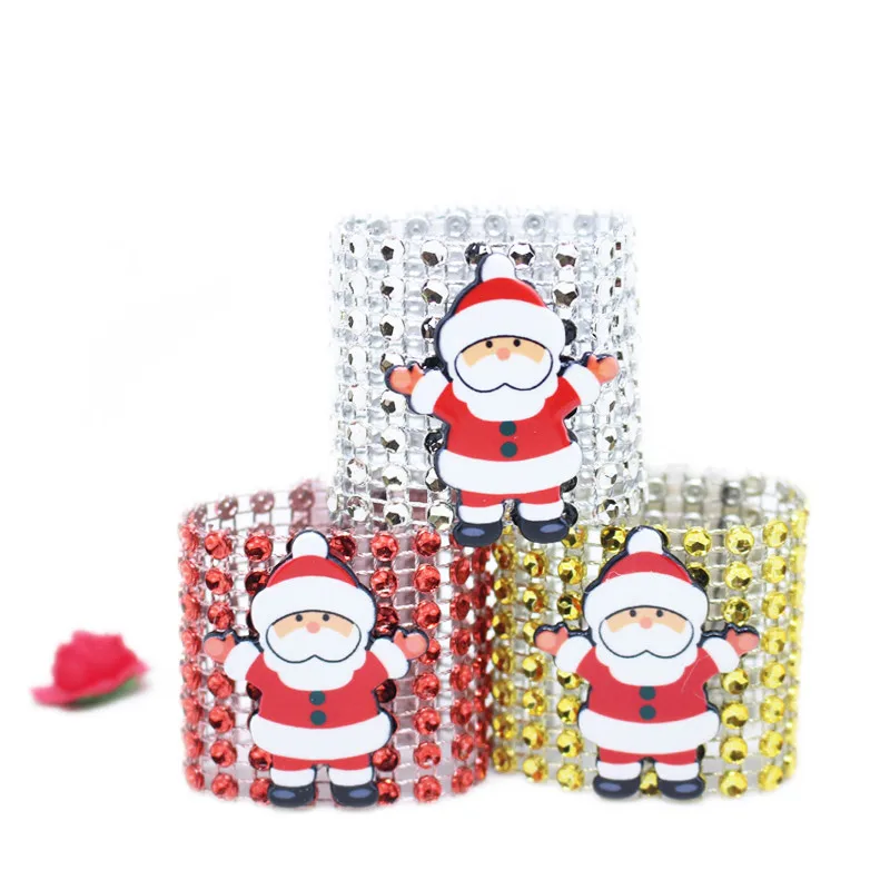 10Pcs/lot 8Rows Shiny Diamond Rhinestone Mesh Bow Covers Napkin Ring with Cute Santa Claus for Christmas Chair Sashes Decoration
10Pcs/lot 8Rows Shiny Diamond Rhinestone Mesh Bow Covers Napkin Ring with Cute Santa Claus for Christmas Chair Sashes Decoration