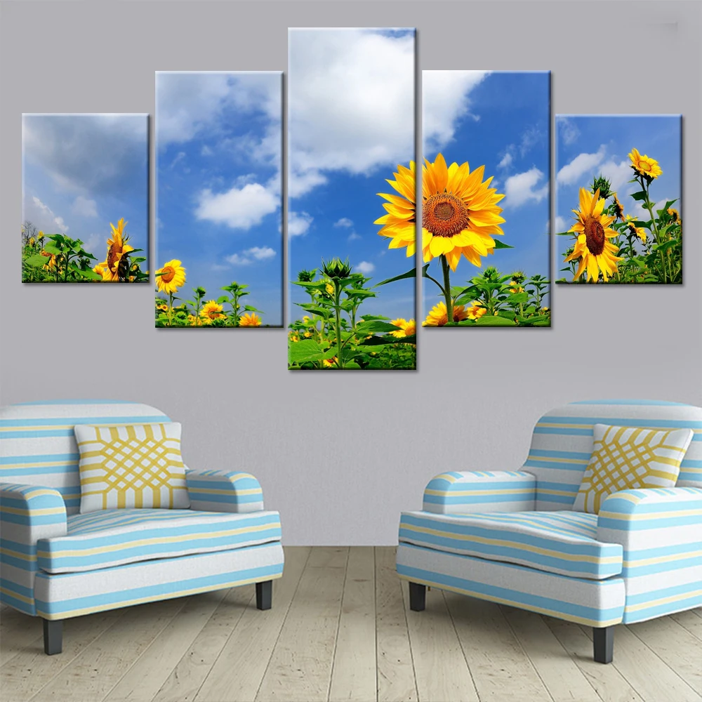 Wall Art Canvas Paintings Living Room Home Decor 5 Panels Blue Sky Sunflowers Posters Modular HD Printed Scenery Pictures Frame
Wall Art Canvas Paintings Living Room Home Decor 5 Panels Blue Sky Sunflowers Posters Modular HD Printed Scenery Pictures Frame