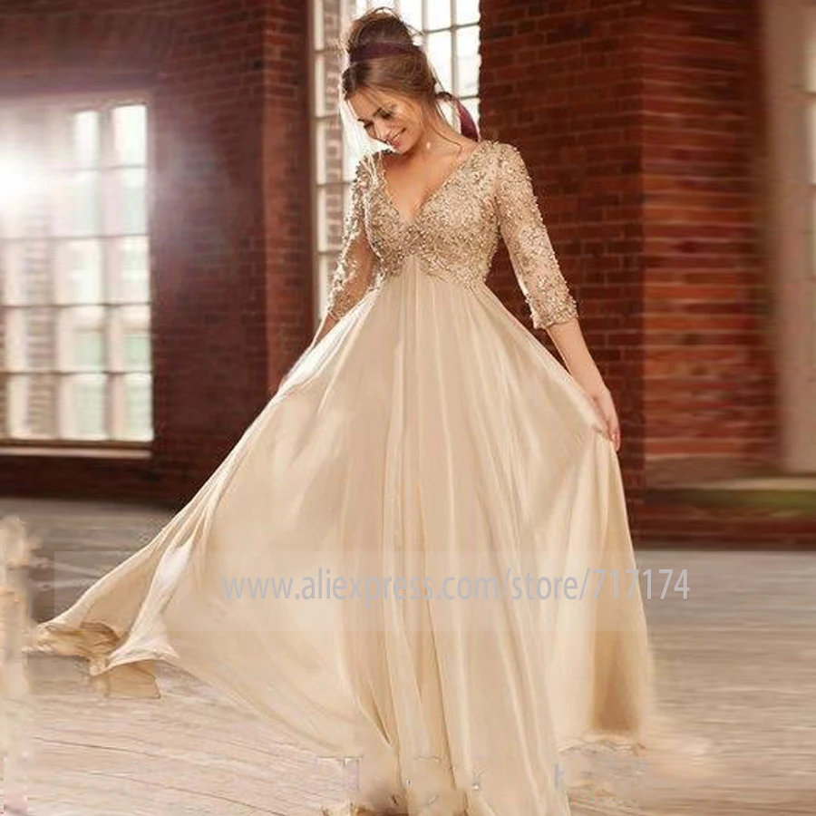 Vintage Long Sleeves Lace V-Neck Evening Dress With Beads Pearls A Line Party Prom Party Gowns Mother Of The Bride Gowns
Vintage Long Sleeves Lace V-Neck Evening Dress With Beads Pearls A Line Party Prom Party Gowns Mother Of The Bride Gowns
