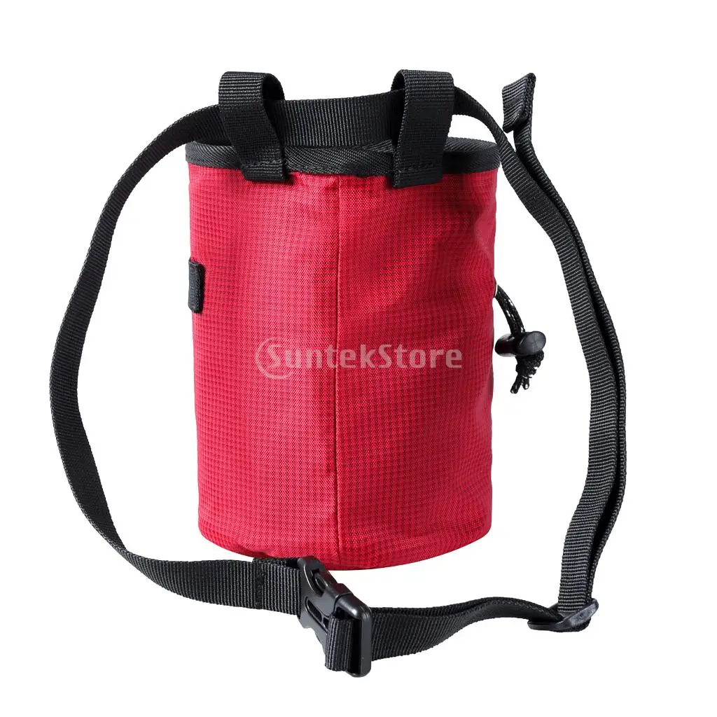 Large Gymnastics Rock Climbers Outdoor Climbing Chalk Bag with Drawstring Closure Adjustable Belt & Brush Slot