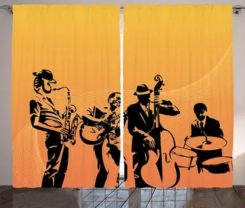 Jazz Music Decor Curtains Silhouette of Jazz Quartet Performing on Stage Acoustic Passion Old Style Art Living Room Bedroom
Jazz Music Decor Curtains Silhouette of Jazz Quartet Performing on Stage Acoustic Passion Old Style Art Living Room Bedroom