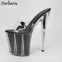 Sorbern Clear Pvc Women Slippers Outdoor Slides Ladies 20Cm Extrem High Heels Transparent Heel Platforms Open Toe Plastic Slides