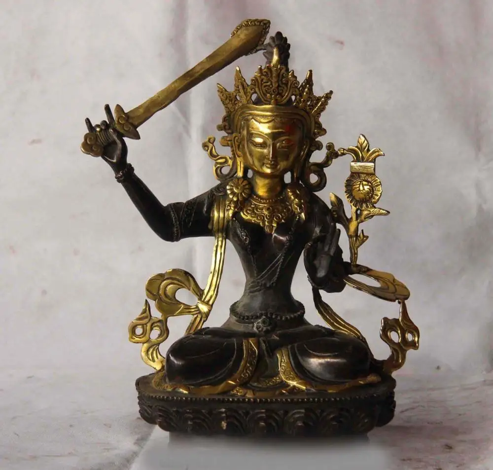 Tibet Buddhism Bronze copper gild Temple Manjushri Manjusri Bodhisattva Statue SD 506
Tibet Buddhism Bronze copper gild Temple Manjushri Manjusri Bodhisattva Statue SD 506