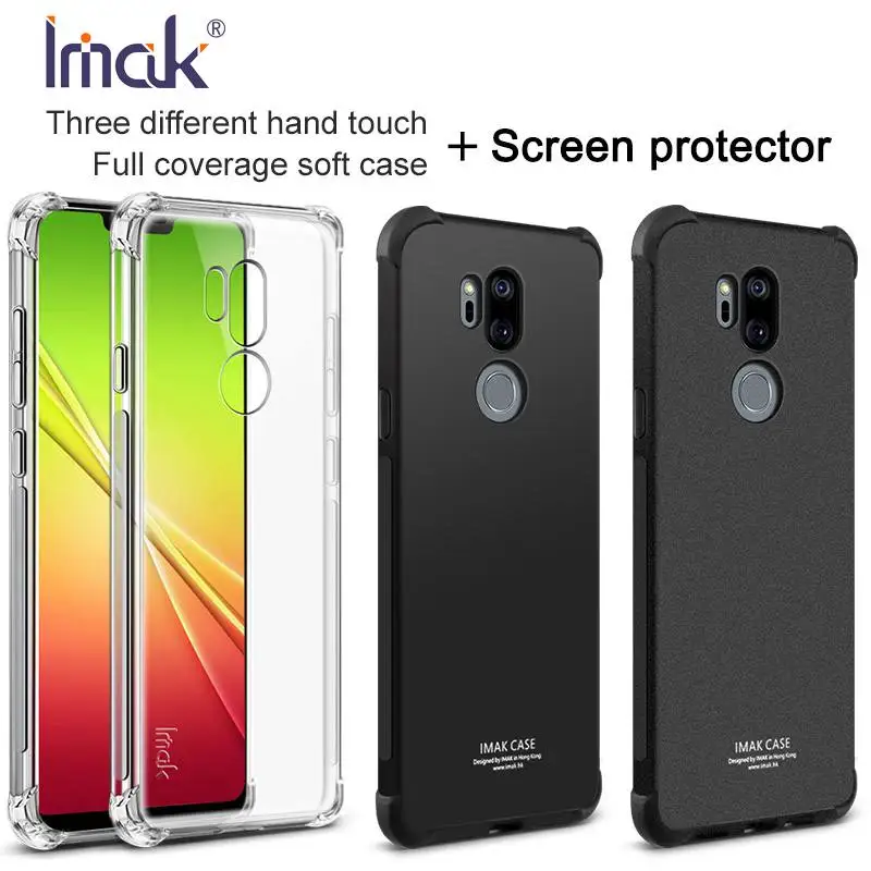 

IMAK For LG G7 ThinQ Case Cover Silicone TPU Soft Phone Case 6.1" For G7 ThinQ Back Cover + Screen Protector Shockproof Shield