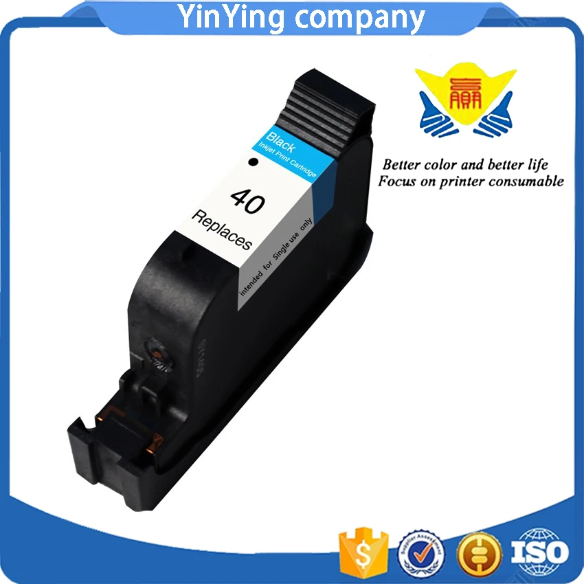 JIANYINGCHEN Remanufactured ink cartridge 40 (51640A) replacement for HPDeskjet 250C 650C 1200C 350C 450 (2Pcs/lot )
JIANYINGCHEN Remanufactured ink cartridge 40 (51640A) replacement for HPDeskjet 250C 650C 1200C 350C 450 (2Pcs/lot )