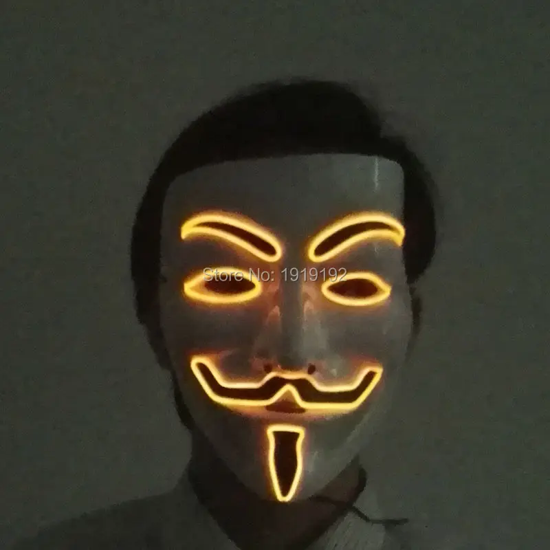 Wholesale 100 pcs LED Neon Light Carnival Mask Flashing el wire Mask Costume Anonymous mask for Glowing Wedding Party Decoration
Wholesale 100 pcs LED Neon Light Carnival Mask Flashing el wire Mask Costume Anonymous mask for Glowing Wedding Party Decoration