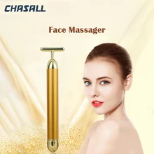 Chasall Массажер для поддержания здоровья уход за лицом массажный инструмент для похудения 24k золотой цвет Вибрационный ролик против морщин те...(China)