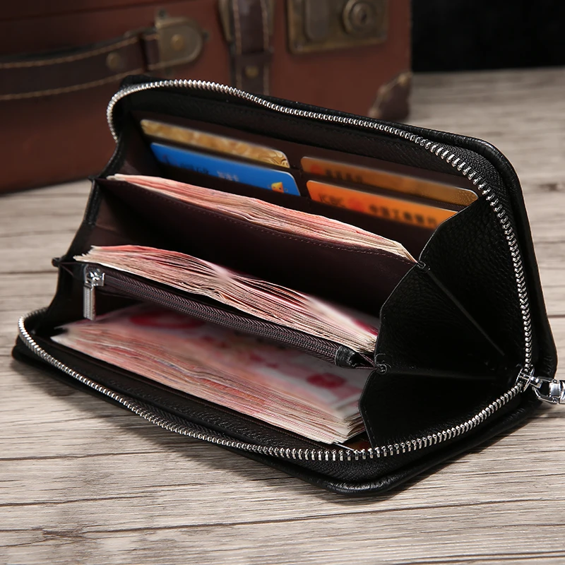 Genuine Leather Zipper Clutch Bag for Men Genuine Leather Zipper Clutch Bag for Men