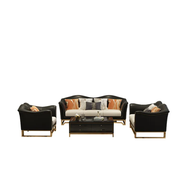 High quantity black genuine leather sofa 1 2 3 | Мебель