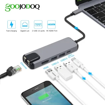 USB C Hub Hdmi, USB 3.0 Splitters, USB-C to Gigabit Ethernet Rj45 Lan Adapter for Macbook Pro 2015/2016/2017 Type C Charger Port
USB C Hub Hdmi, USB 3.0 Splitters, USB-C to Gigabit Ethernet Rj45 Lan Adapter for Macbook Pro 2015/2016/2017 Type C Charger Port