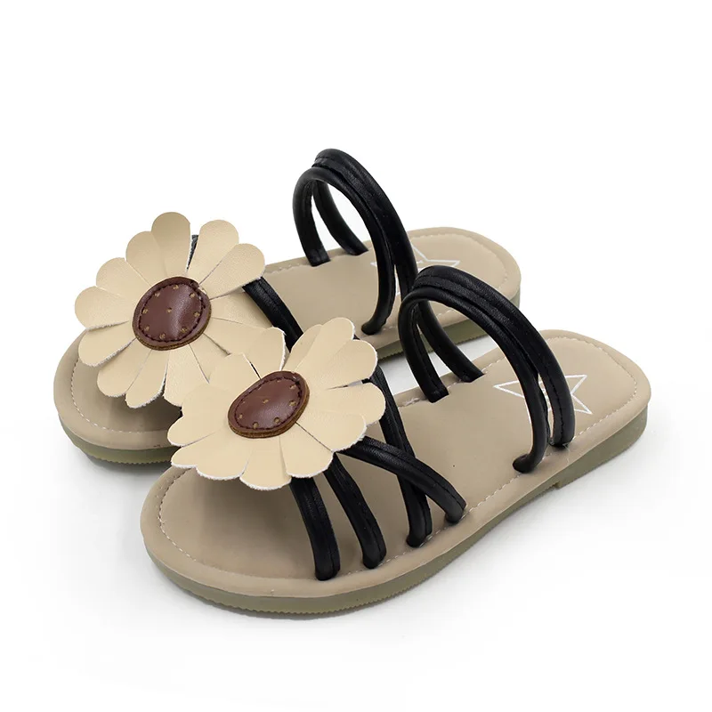 Фото Summer Slides For Girls Sandals Kids Beach Shoes Children Flowers Flat Breathable Cut-outs Student School | Мать и ребенок
