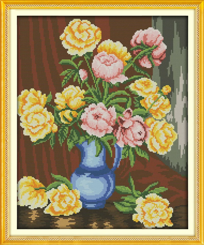 The peony vases (3) counted printed on fabric DMC 14CT 11CT Cross Stitch kitsembroidery needlework Sets Home Decor 
The peony vases (3) counted printed on fabric DMC 14CT 11CT Cross Stitch kitsembroidery needlework Sets Home Decor
