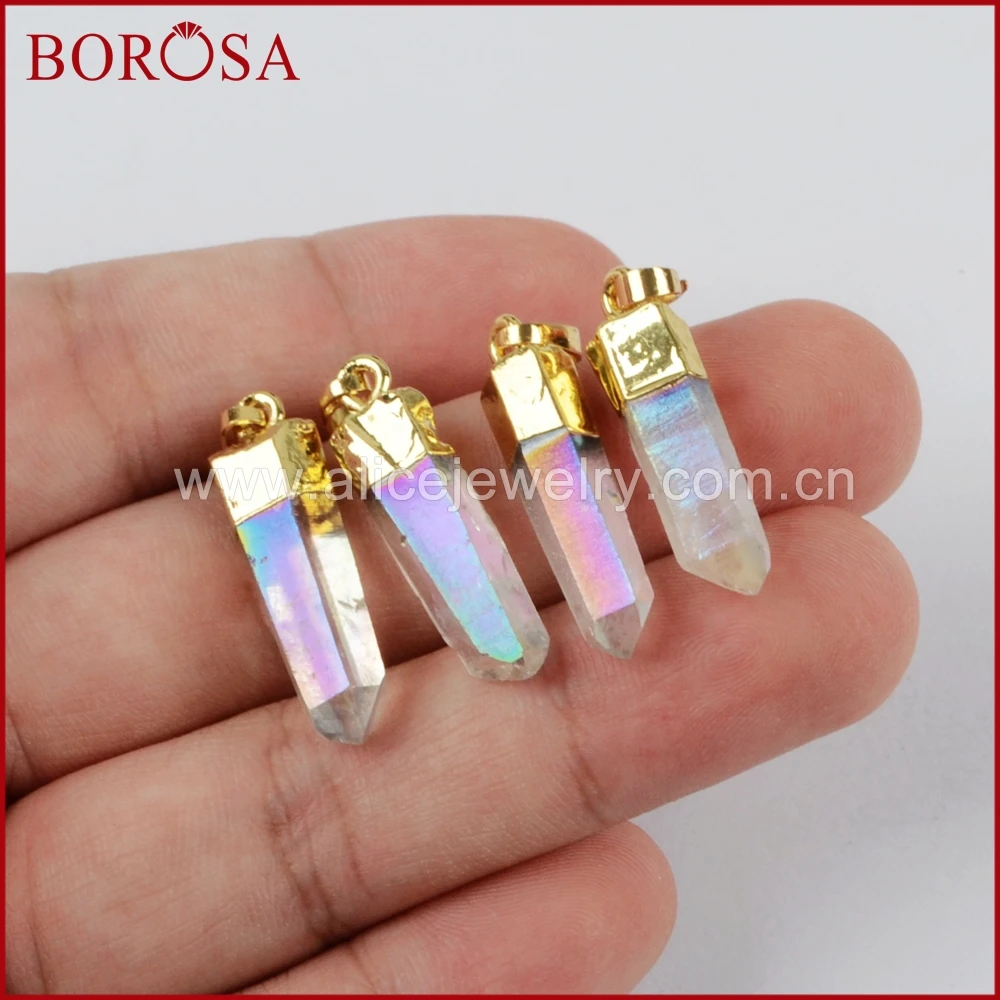 BOROSA New Fashion Gold Color Mini Size Aura Angel Quartz Titanium AB Crystal Point Faceted Pendant Bead for DIY Necklace G1395
BOROSA New Fashion Gold Color Mini Size Aura Angel Quartz Titanium AB Crystal Point Faceted Pendant Bead for DIY Necklace G1395