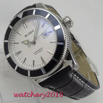 NEW Arrive 46mm Bliger White Dial Rotating Bezel Date Leather strap Stainless steel Case Luxury Automatic Movement men's Watch
NEW Arrive 46mm Bliger White Dial Rotating Bezel Date Leather strap Stainless steel Case Luxury Automatic Movement men's Watch