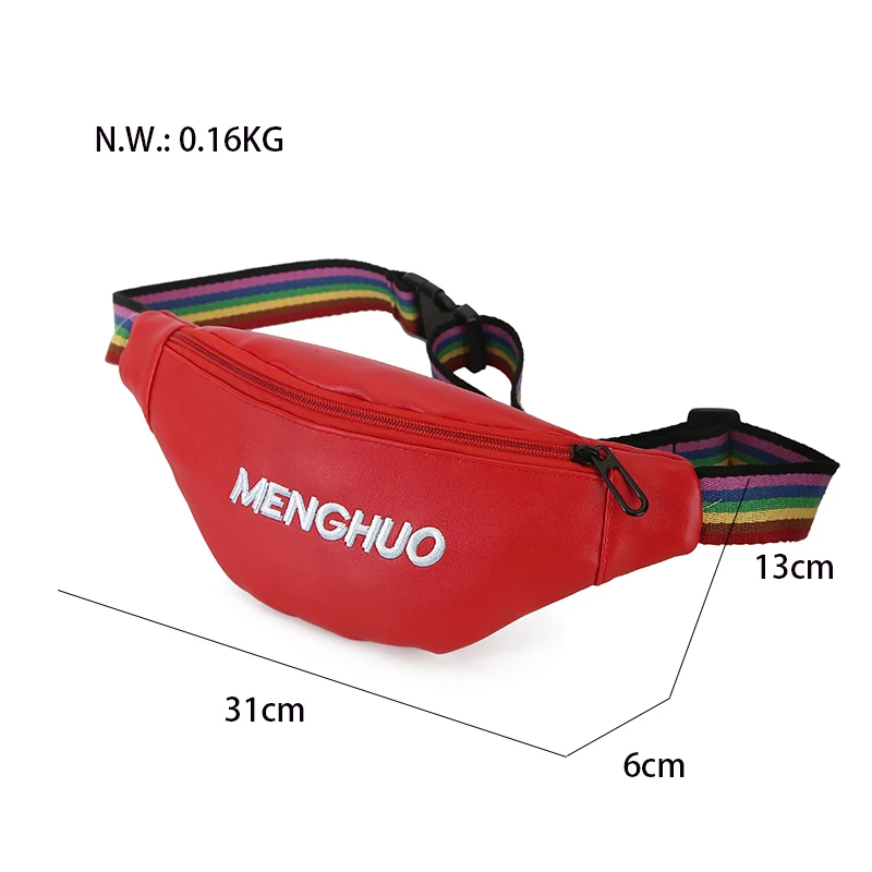 MENGHUO Waterproof Fanny Pack Hip Waist Pack Belt Pouch Women Unisex Waist Belt Bag PU Hologram Money Belts Travel Cashier Pouch (4)