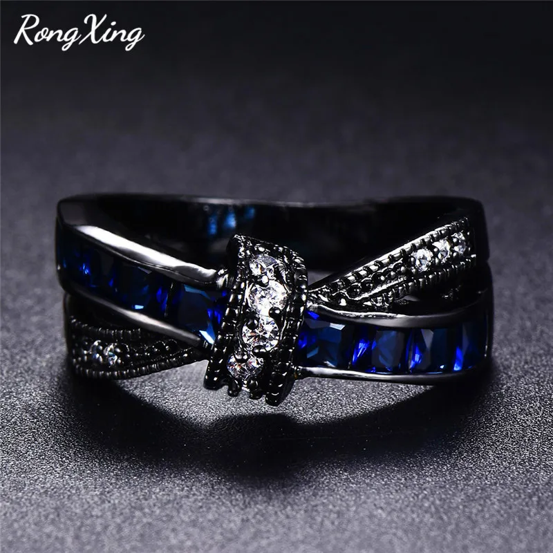 RongXing розовые/синие кристаллы из циркония кольцо с перекрестным плетением кольца