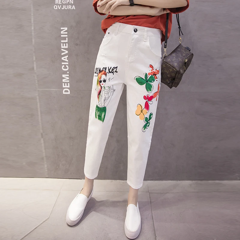 Fashion Boyfriend New Arrival Women's Clothes For Autumn Ankle-Length White Holes Jeans Beggar Pants Loose Female Denim Trousers
Fashion Boyfriend New Arrival Women's Clothes For Autumn Ankle-Length White Holes Jeans Beggar Pants Loose Female Denim Trousers