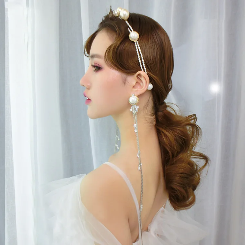 Корейский жемчуг Sen женский обруч длинные серьги невесты головной убор Свадебные